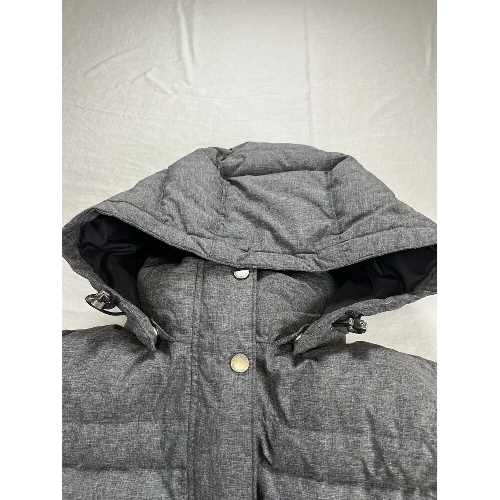 Lands End Women's M 10-12 Grey Quilted Down Puffer Winter Jacket Coat Parka